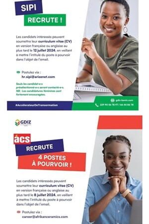 Offre d’emploi: AFRICAN CERAMICS et SIPI-BENIN recrutent à plusieurs postes 