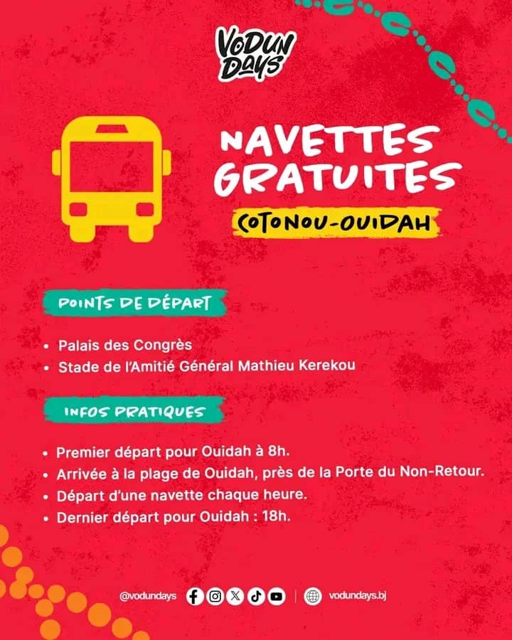 Vodun Days 2025: des bus affectés pour des transports gratuits vers Ouidah