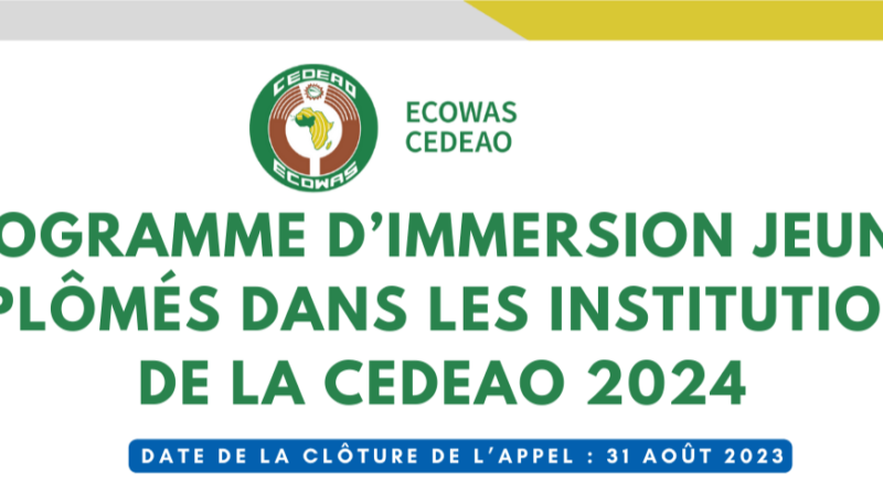 Programme d&rsquo;immersion des jeunes diplômés: La CEDEAO recherche 120 personnes