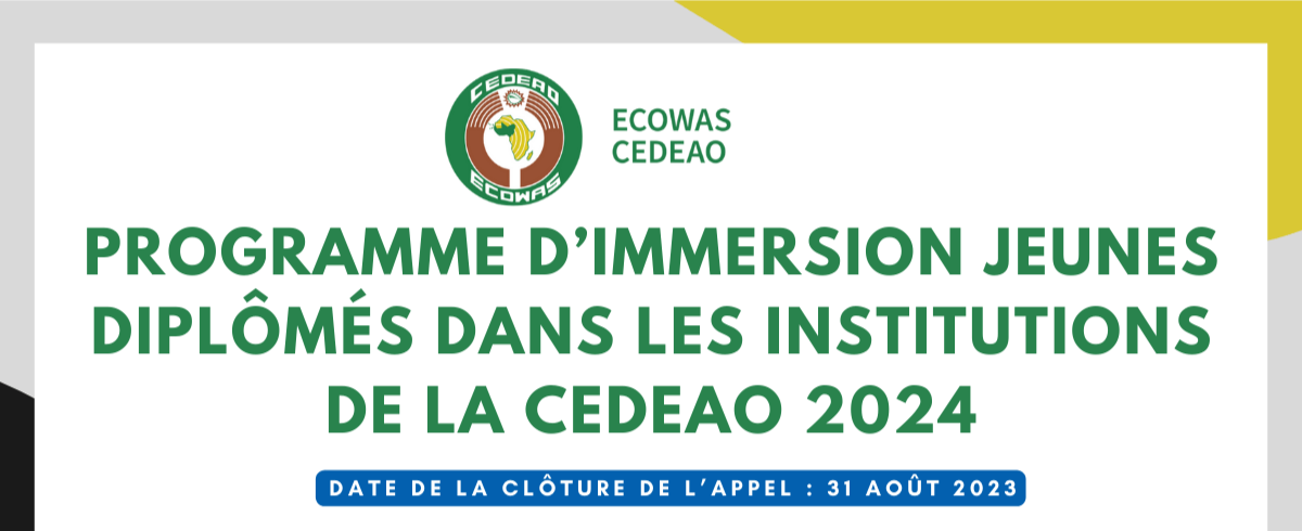 Programme d&rsquo;immersion des jeunes diplômés: La CEDEAO recherche 120 personnes