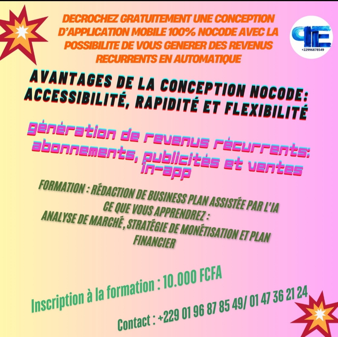 OPPORTUNITES : Devenez gratuitement un concepteur d&rsquo;Application Mobile 100% NoCode