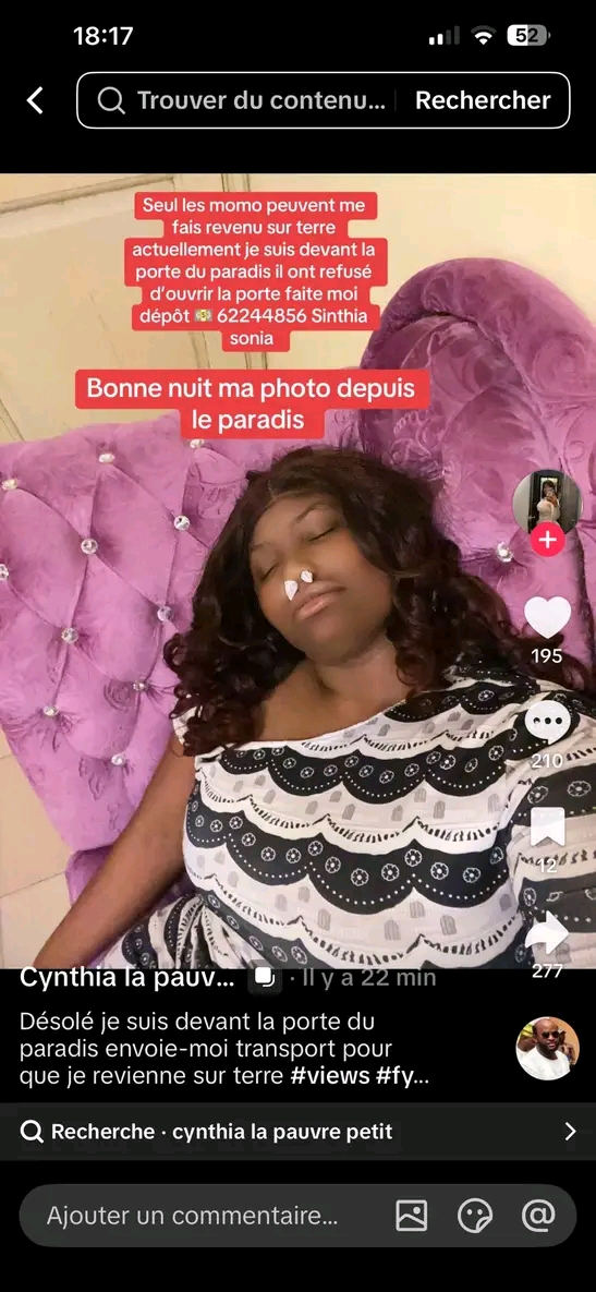 Réseaux sociaux : Une influenceuse béninoise simule sa mort pour attirer l&rsquo;attention sur TikTok