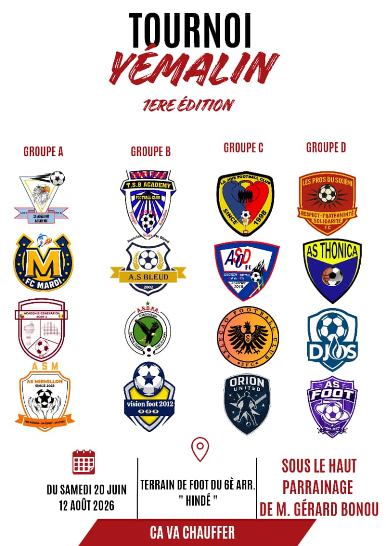 J-4 / Tournoi Yémalin : 16 équipes engagées, de beaux duels en perspective