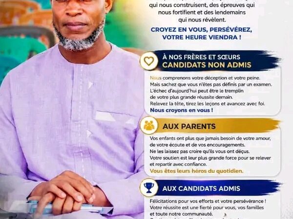 BEPC 2026 : Thibaut Ogou encourage les candidats non admis à garder espoir