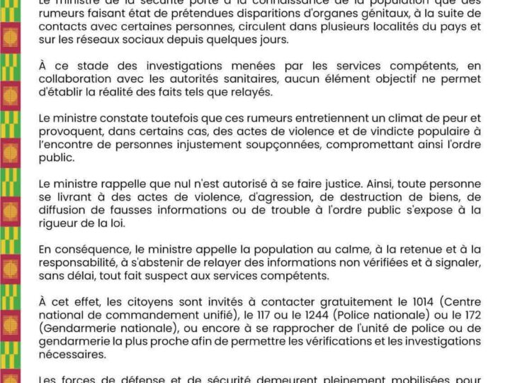 Togo : le gouvernement dément les rumeurs de disparitions d&rsquo;organes génitaux