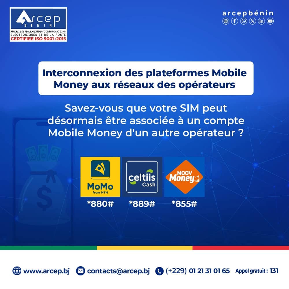 Portefeuilles électroniques: un seul numéro SIM permet désormais d&rsquo;utiliser MTN MoMo, Moov Money ou Celtiis Cash