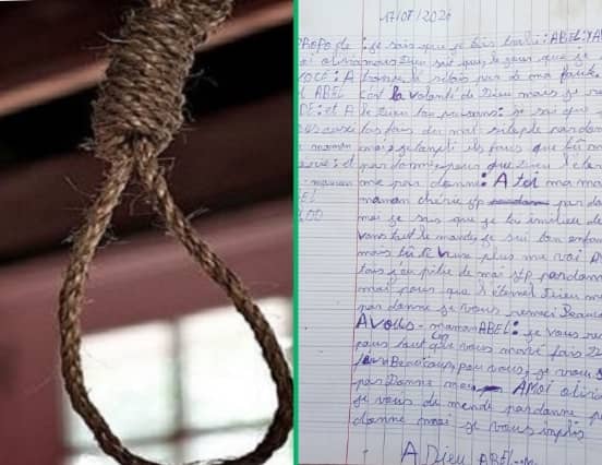 Suicide suite à une relation extraconjugale à Calavi: voici la bouleversante lettre d&rsquo;adieu laissée par la jeune femme 