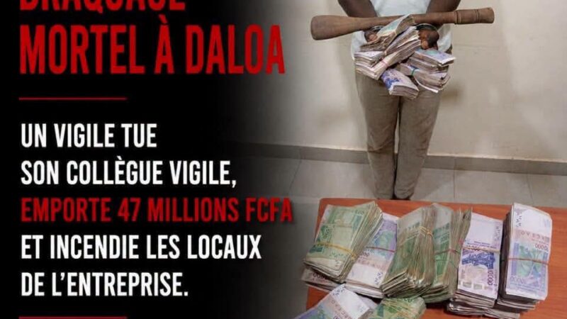 Côte d&rsquo;Ivoire : il tue son collègue et vole plus de 47,5 millions FCFA