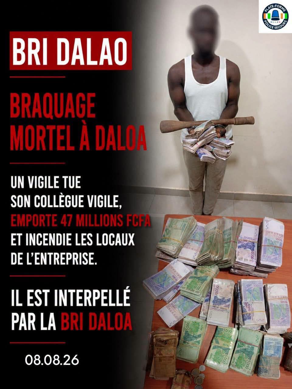 Côte d&rsquo;Ivoire : il tue son collègue et vole plus de 47,5 millions FCFA