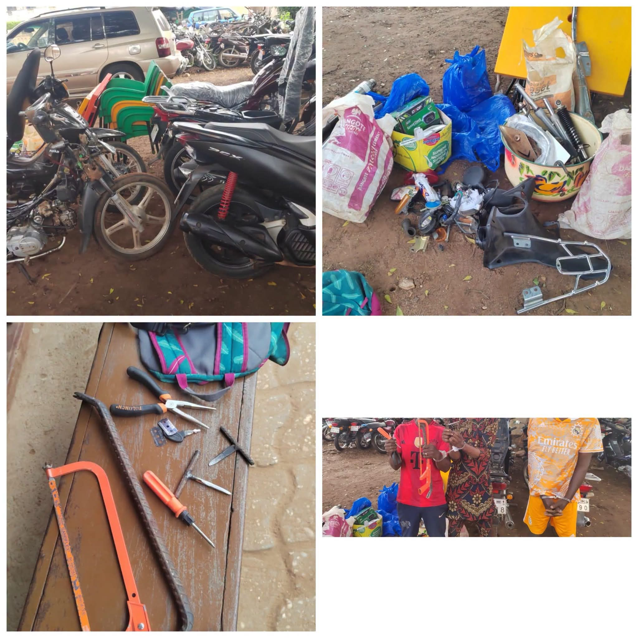 Abomey-Calavi : 3 personnes interpellées, des motos et outils de vol saisis