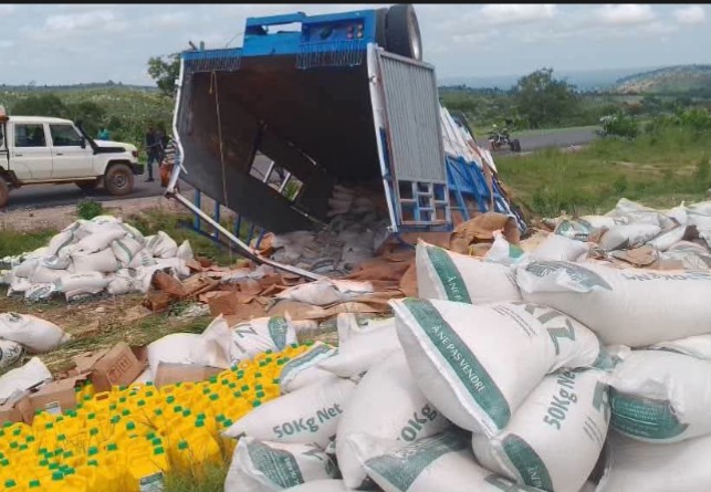 Tanguiéta : un camion du PAM se renverse avec des vivres destinés aux cantines scolaires 